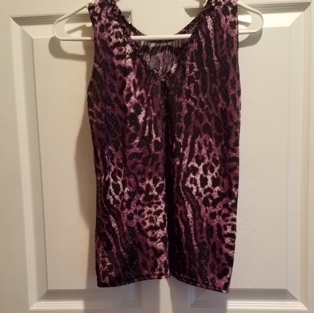 ATOC size small purple leopard print top